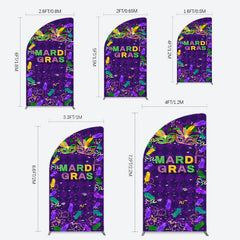 Lofaris Purple Mask Mardi Gras Dance Party Half Moon Arch Backdrop