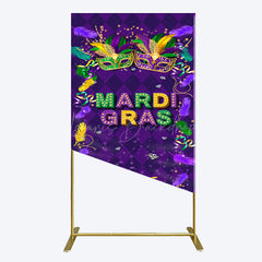 Lofaris Purple Mask Mardi Gras Dance Party Rectangle Backdrop