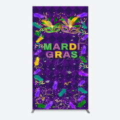 Lofaris Purple Mask Mardi Gras Dance Party Rectangle Backdrop