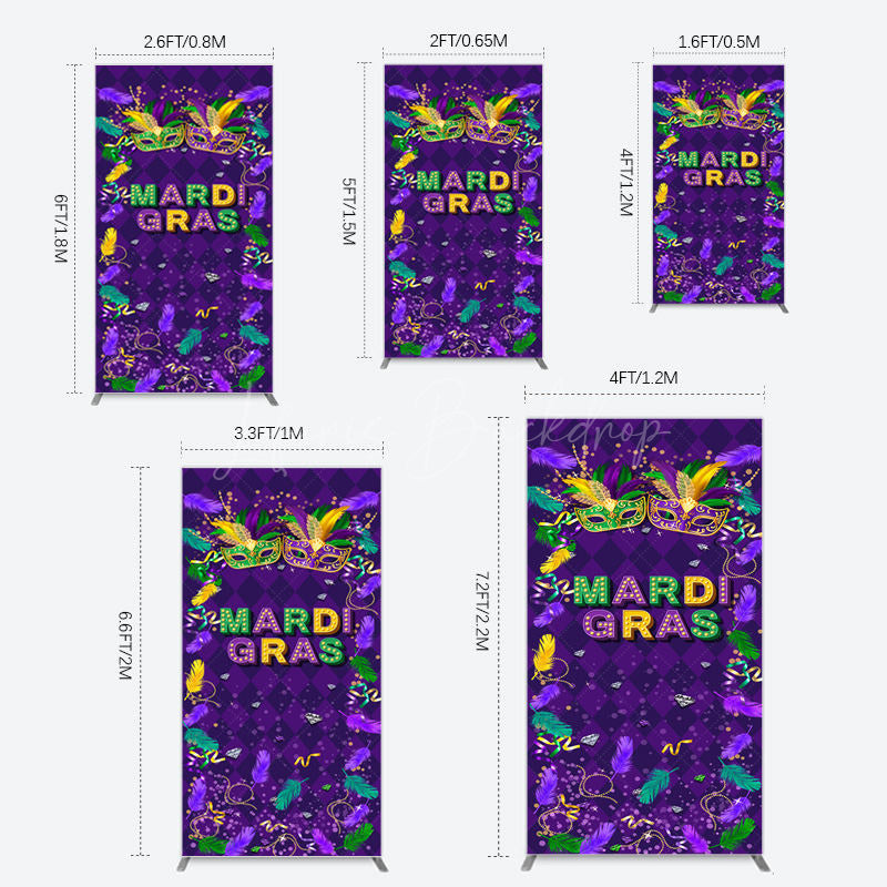 Lofaris Purple Mask Mardi Gras Dance Party Rectangle Backdrop
