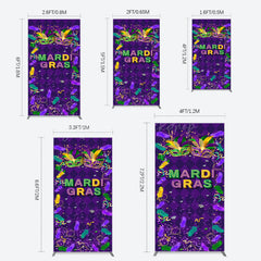 Lofaris Purple Mask Mardi Gras Dance Party Rectangle Backdrop