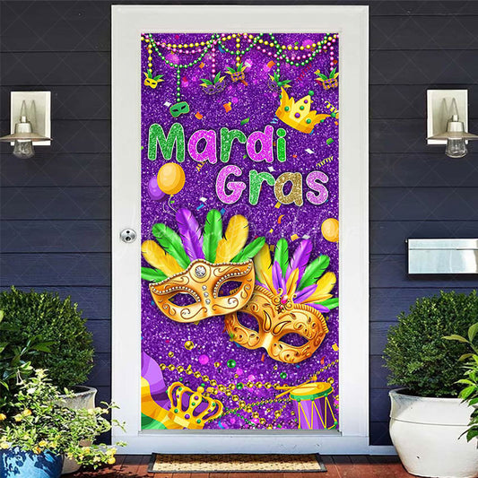Lofaris Purple Mask Mardi Gras Masquerade Party Door Cover