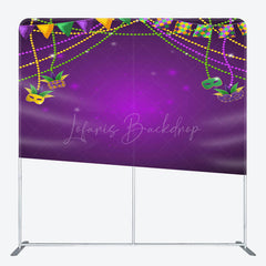 Lofaris Purple Mask Masquerade Party Square Tension Backdrop