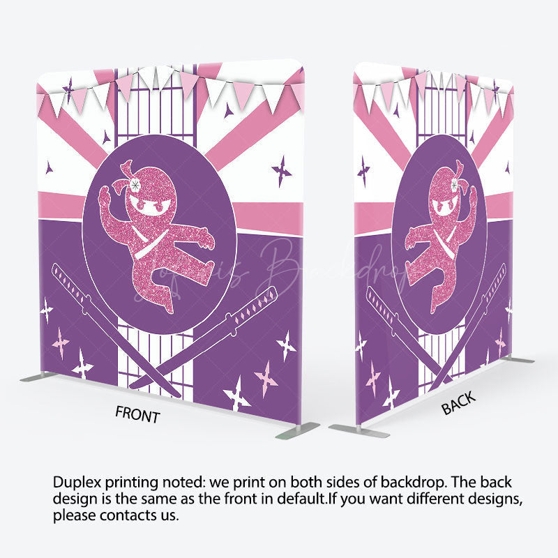 Lofaris Purple Pink Glitter Ninja Square Tension Backdrop