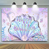 Lofaris Purple Pink Undersea Shell Mermaid Birthday Backdrop