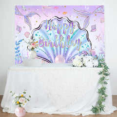 Lofaris Purple Pink Undersea Shell Mermaid Birthday Backdrop