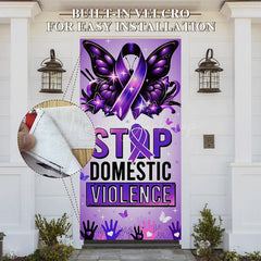 Lofaris Purple Promotional Stop Domestic Violence Door Cover