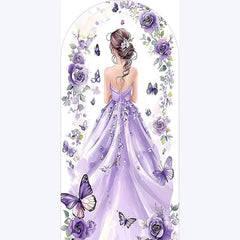 Lofaris Purple Quinceanera Butterfly Backdrop Elegant 15th Birthday Party Decor Floral Garden Photo Wall for Girls Celebration