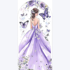 Lofaris Purple Quinceanera Butterfly Backdrop Elegant 15th Birthday Party Decor Floral Garden Photo Wall for Girls Celebration
