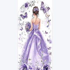 Lofaris Purple Quinceanera Butterfly Backdrop Elegant 15th Birthday Party Decor Floral Garden Photo Wall for Girls Celebration