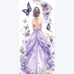 Lofaris Purple Quinceanera Butterfly Backdrop Elegant 15th Birthday Party Decor Floral Garden Photo Wall for Girls Celebration