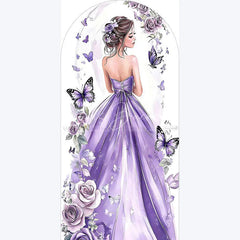 Lofaris Purple Quinceanera Butterfly Backdrop Elegant 15th Birthday Party Decor Floral Garden Photo Wall for Girls Celebration
