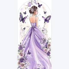 Lofaris Purple Quinceanera Butterfly Backdrop Elegant 15th Birthday Party Decor Floral Garden Photo Wall for Girls Celebration