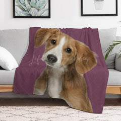 Lofaris Purple Red Custom Pet Photo Name Blanket For Gift