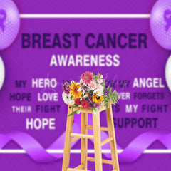 Lofaris Purple Ribbon Balloos Breast Cancer Awareness Backdrop