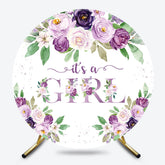 Lofaris Purple Rose Its A Girl Round Baby Shower Backdrop