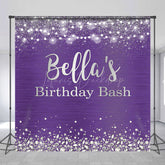 Lofaris Purple Silver Diamonds Custom Name Birthday Backdrop