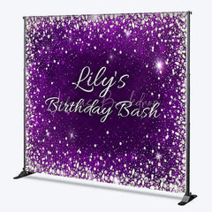Lofaris Purple Silver Glitter Diamond Custom Birthday Backdrop Personalized Elegant Party Celebration Decor.