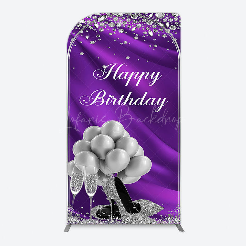 Lofaris Purple Silver Sparke High Heel Birthday Arch Backdrop