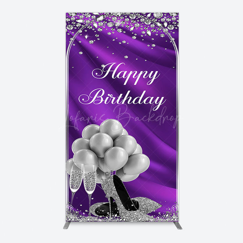 Lofaris Purple Silver Sparke High Heel Birthday Arch Backdrop