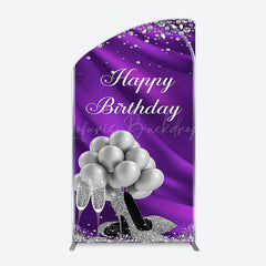 Lofaris Purple Silver Sparke High Heel Birthday Arch Backdrop