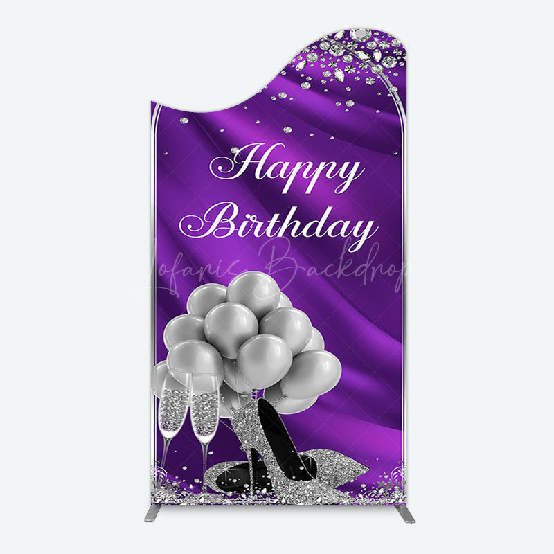 Lofaris Purple Silver Sparke High Heel Birthday Arch Backdrop