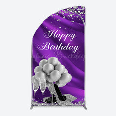 Lofaris Purple Silver Sparke High Heel Birthday Arch Backdrop