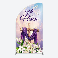 Lofaris Purple Sky Floral Cross He Is Risen Arch Backdrop