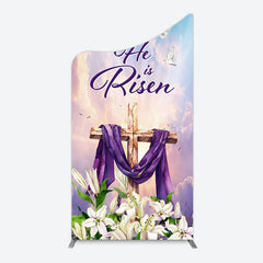 Lofaris Purple Sky Floral Cross He Is Risen Arch Backdrop