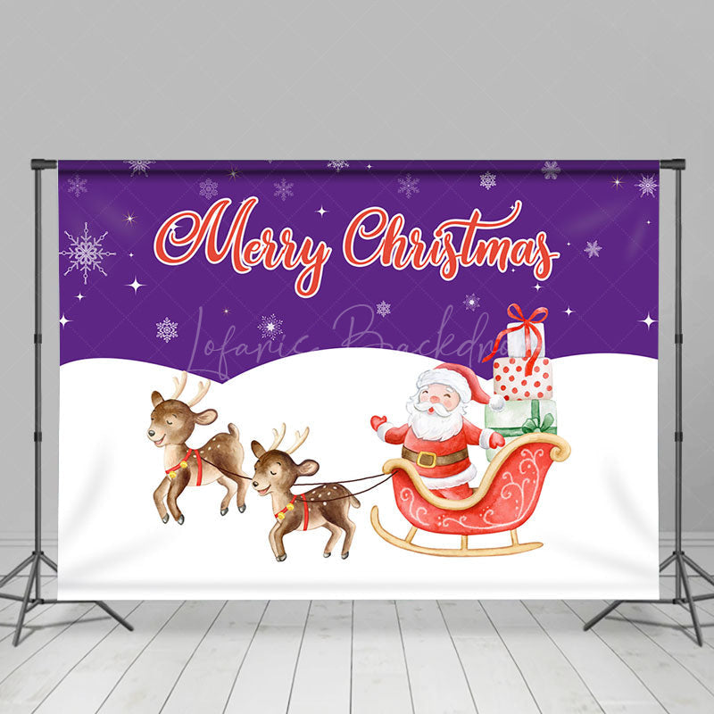 Lofaris Purple Sky Snowy Field Christmas Room Set Backdrop