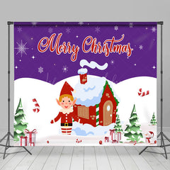 Lofaris Purple Sky Snowy Field Christmas Room Set Backdrop