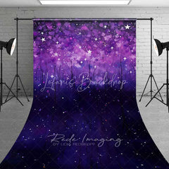 Lofaris Purple Starry Night Sweep Photo Backdrop Abstract Galaxy Forest Background Magic Dreamy Sky Floor Prop