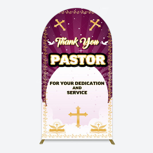 Lofaris Purple Sun Rays Cross Thank You Pastor Arch Backdrop