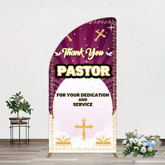 Lofaris Purple Sun Rays Cross Thank You Pastor Half Moon Arch Backdrop