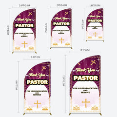 Lofaris Purple Sun Rays Cross Thank You Pastor Half Moon Arch Backdrop