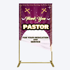Lofaris Purple Sun Rays Cross Thank You Pastor Rectangle Backdrop
