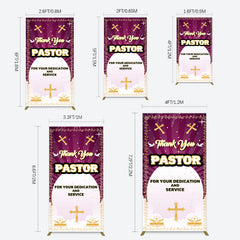 Lofaris Purple Sun Rays Cross Thank You Pastor Rectangle Backdrop