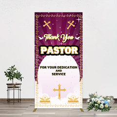 Lofaris Purple Sun Rays Cross Thank You Pastor Rectangle Backdrop