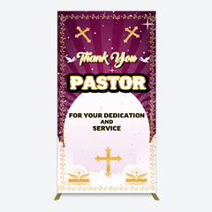 Lofaris Purple Sun Rays Cross Thank You Pastor Rectangle Backdrop