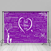 Lofaris Purple Various Languages I Love You Best Mom Backdrop
