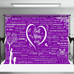 Lofaris Purple Various Languages I Love You Best Mom Backdrop
