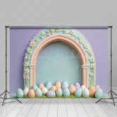 Lofaris Purple Wall Green Floral Arch Eggs Easter Backdrop