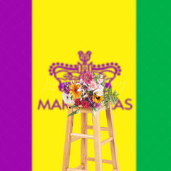 Lofaris Purple Yellow Green Flag Mardi Gras Party Backdrop
