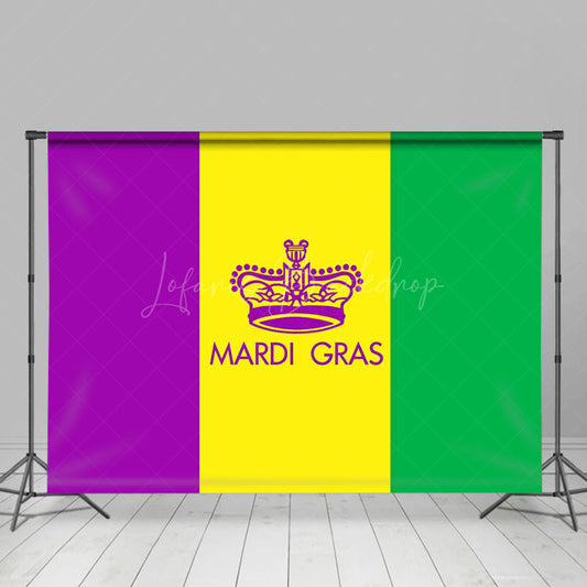 Lofaris Purple Yellow Green Flag Mardi Gras Party Backdrop