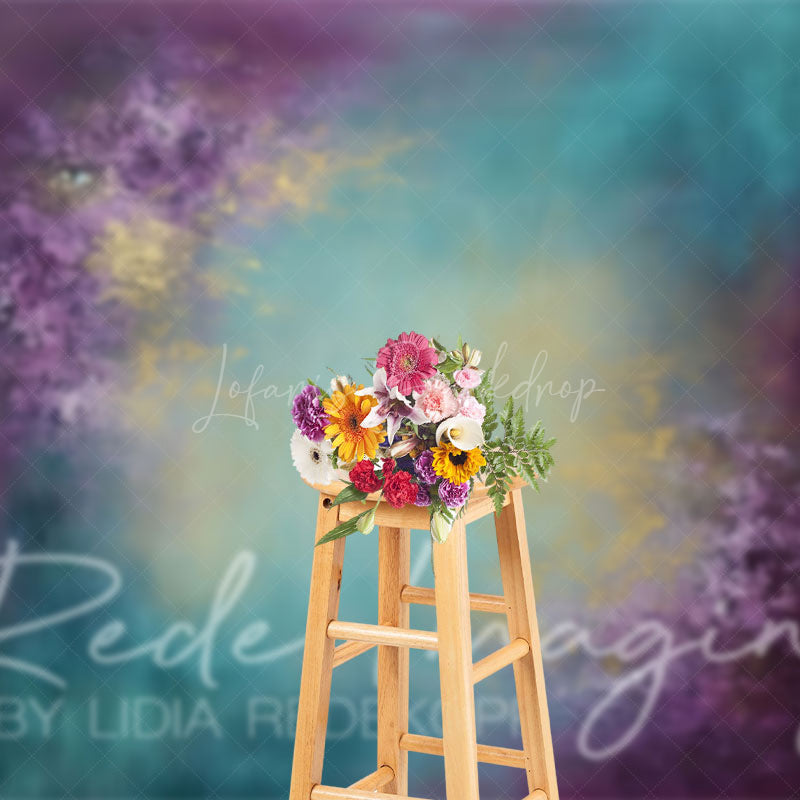Lofaris Purple Yellow Green Mixed Painterly Photo Backdrop