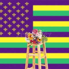 Lofaris Purple Yellow Green Usa Flag Mardi Gras Backdrop