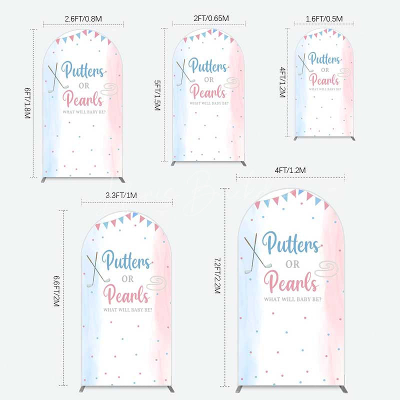 Lofaris Putters Pearls Dots Baby Gender Reveal Arch Backdrop