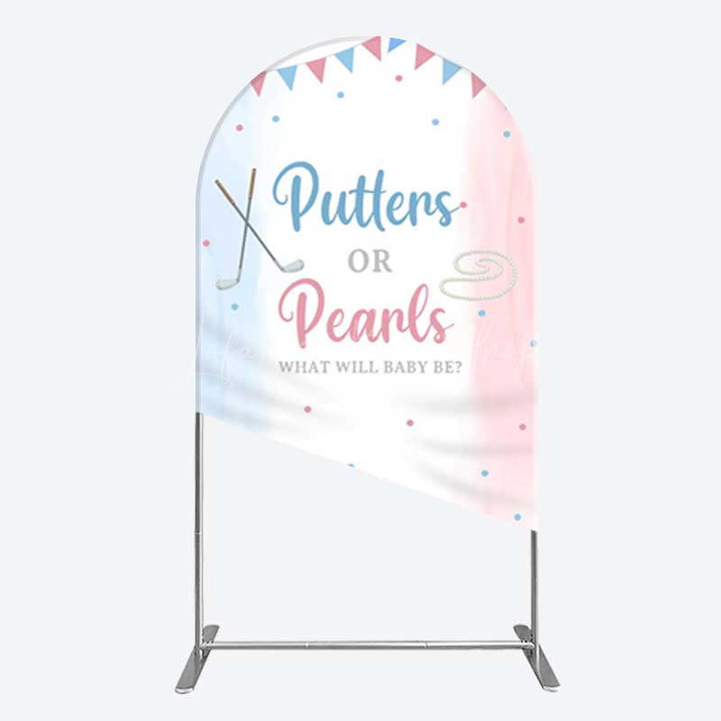 Lofaris Putters Pearls Dots Baby Gender Reveal Arch Backdrop