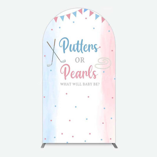 Lofaris Putters Pearls Dots Baby Gender Reveal Arch Backdrop