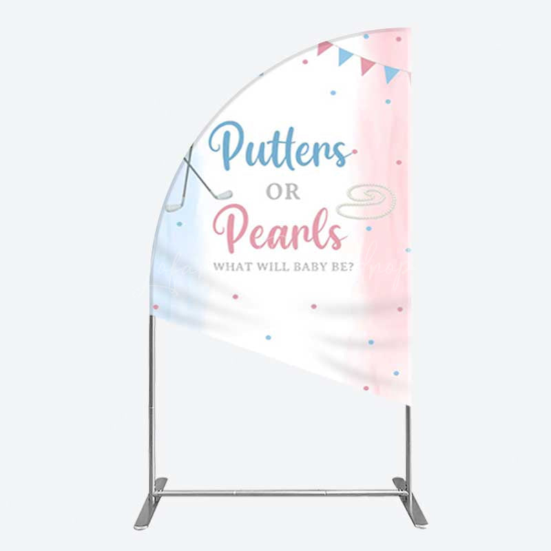 Lofaris Putters Pearls Dots Baby Gender Reveal Half Moon Arch Backdrop